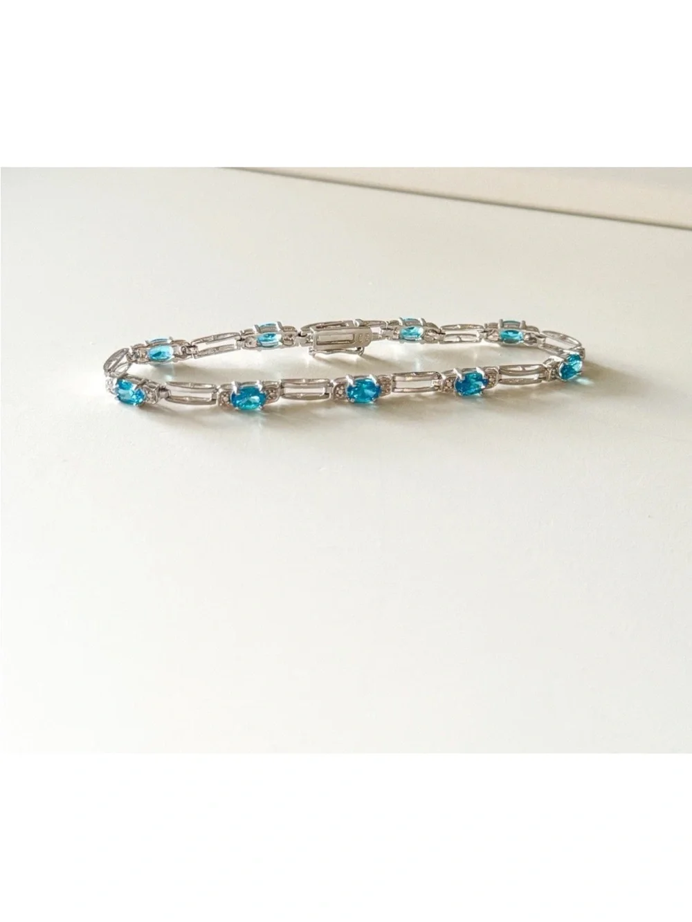 925 Silver Blue Tennis Bracelet